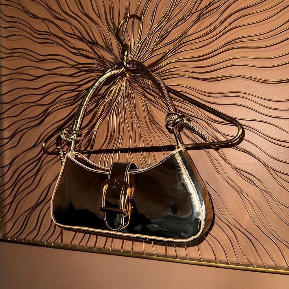 Elegant Gold Patent Leather Handbag